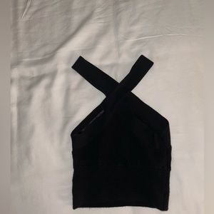 A&F Black Ribbed Cross Strap Tank